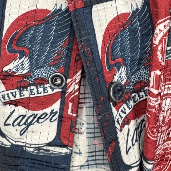 5.11 Tactical Button Shirt Men XL Blue Red Snap‎ Beer Can AOP All Over Print - Picture 5 of 10
